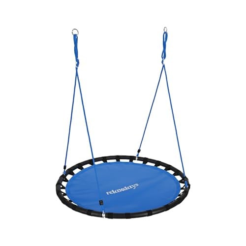 Relaxdays nestschommel, ronde vogelnestschommel voor kinderen, blauw, Ø: 120 cm