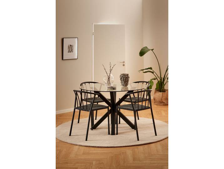 Esstisch Holcot mit Glasplatte Ø 119cm Durchsichtig/Durchscheinend