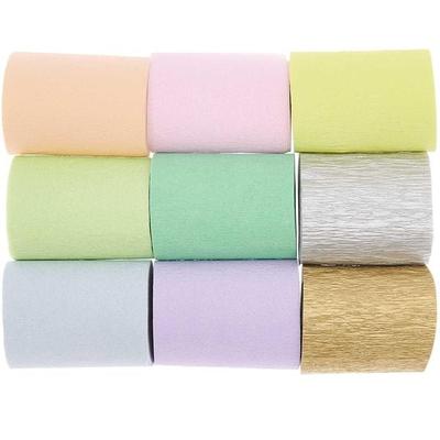 Kreppbänder, Regenbogen Pastell Mix, MIX, 9 Stk, 5,5 cm x 10 m