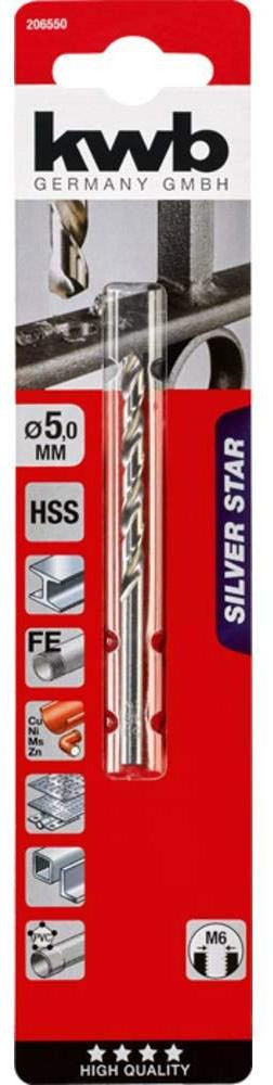 KWB Silver Star HSS spiraalboor 5.0 mm