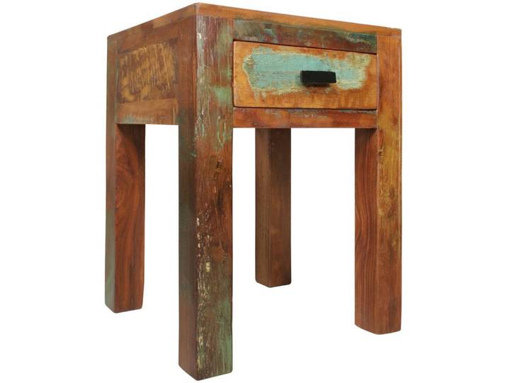 Wohnling Nachttisch WL5.074 Kalkutta 40x 40x 55cm Nachtkästchen Beistelltisch Schublade (40x40x55 cm Mango Massivholz Shabby Chic), Nachtkästchen, Nachtkonsole mit Schublade
