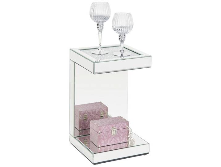 Xora Beistelltisch, Silberfarben, Glas, rechteckig, Bodenplatte, 30.5x50.5x30.5 cm, Wohnzimmer, Wohnzimmertische, Beistelltische, Beistelltische Glas