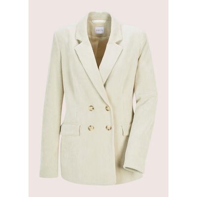Jackenblazer MADELEINE "Cordblazer Moderner Businessblazer mit Reverskragen", Damen, Gr. 34, weiß (perlweiß), Obermaterial: 97% Polyester PES. 3% Elasthan EL., Modern, Blazer, Cordoptik