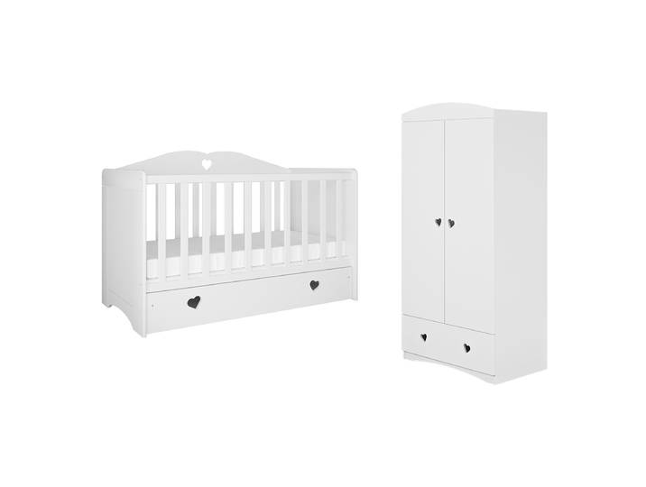 Lit bébé 60x120 et armoire 2 portes 1 tiroir Kocot Kids Julia - Blanc