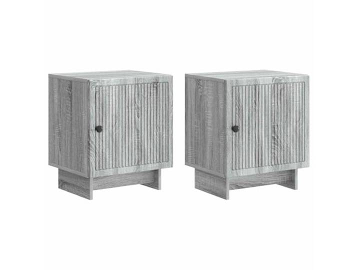 hliofuir Nachttisch 2er Set Graues Sonoma 43x34,5x50 cm Holzwerkstoff Kompakter Beistelltisch im 2er Set für Schlafzimmer und Wohnzimmer. Bietet nützlichen Stauraum im Vintage Design.