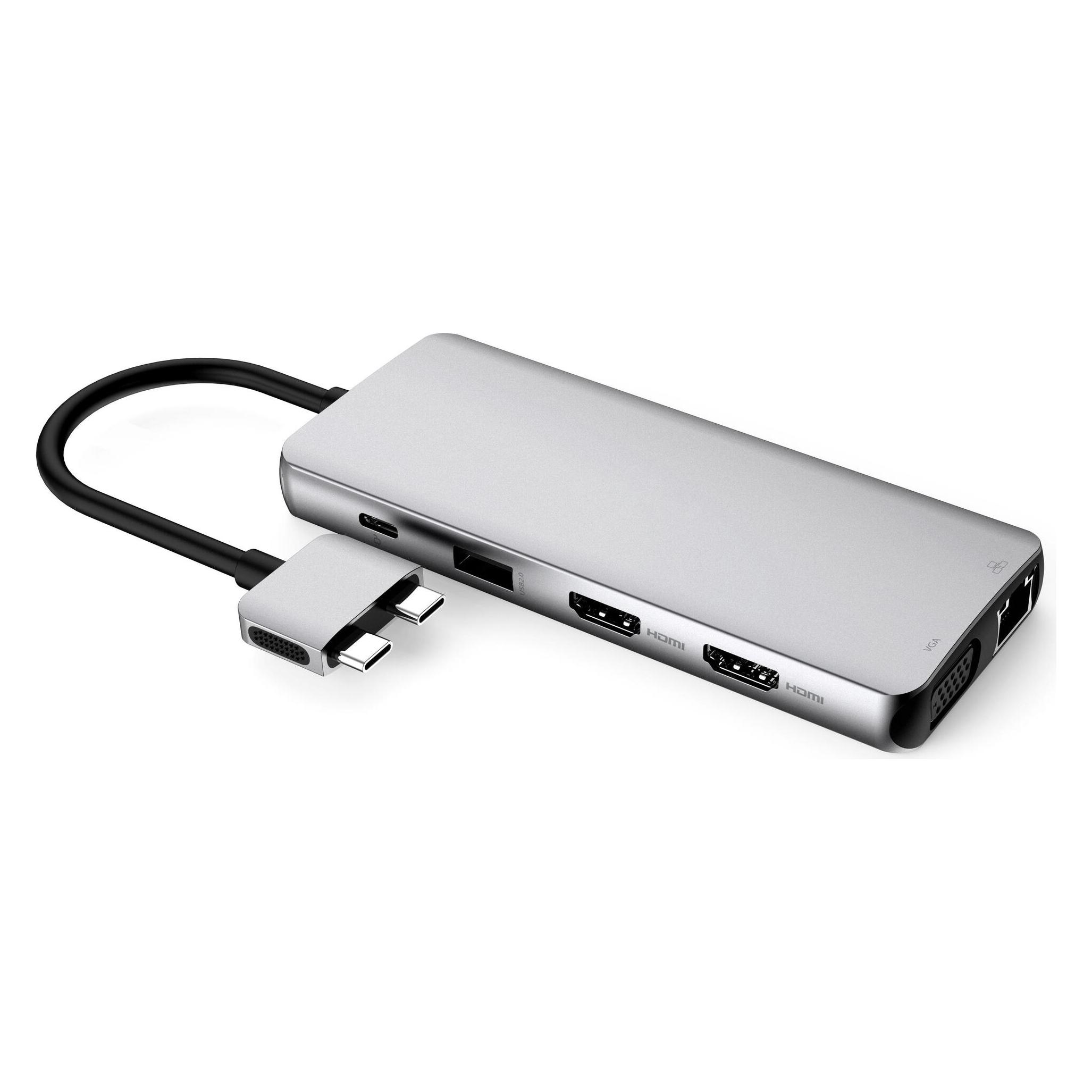eSTUFF USB-C Dual USB-C Dock USB 3.2 Gen 1 (3.1 Gen 1) Type-C Aluminium, Metallisch (USB-C, 12 Ports) (ES623010)