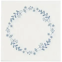 IB Laursen Serviette mit Blumenkranz, 40 x 40 cm, creme/blau