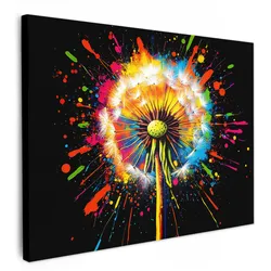 LEINWANDBILD Löwenzahn - Graffiti - Farbenfroh - Blumen - Natur Wandbild 40x30 cm