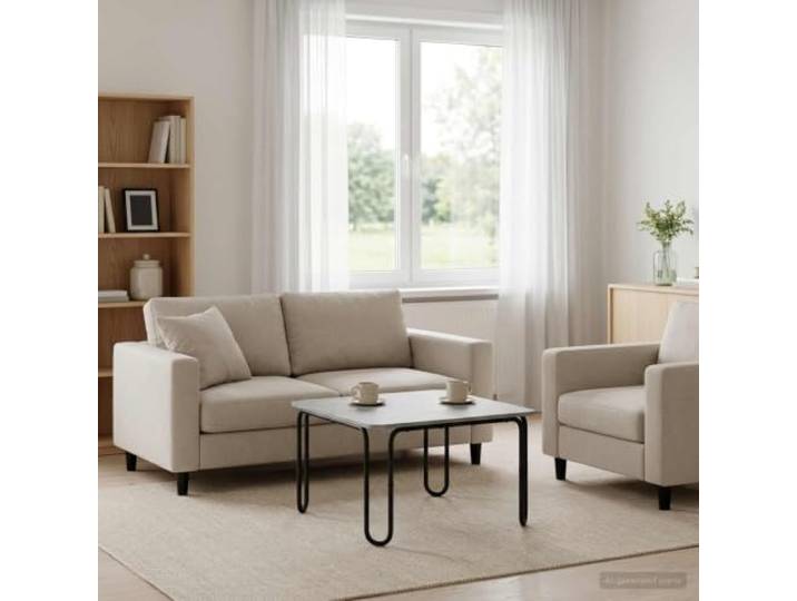 TEKGHUT Couchtisch Betongrau 100x100x45 cm Holzwerkstoff mit Stahlrahmen Moderner Wohnzimmertisch, verzinkter Stahlrahmen, U-förmige Beine, pflegeleichte Oberfläche, vielseitig nutzbar