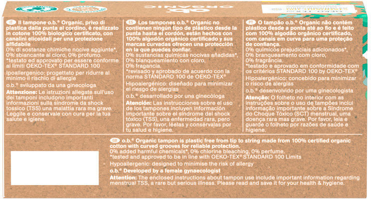 Tampon organique normal Ob 16 u