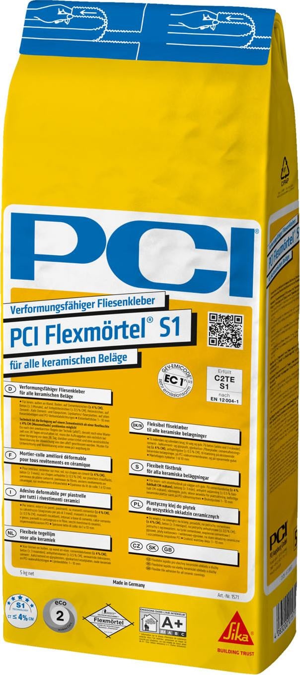 PCI Flexmörtel S1 van PCI Augsburg, 5 kg, grijs