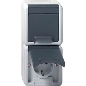 Gira Steckdose 478030, IP44, Aufputz, 2-fach, grau, Feuchtraum, senkrecht