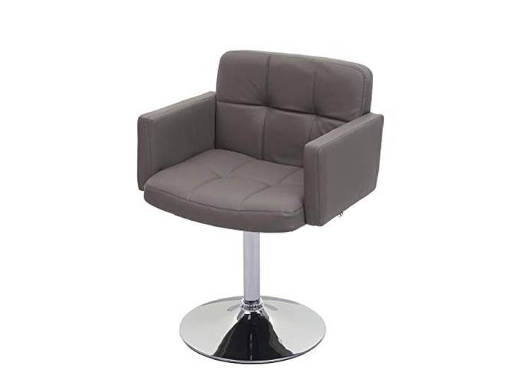 Mendler Esszimmerstuhl Orlando, Kunstleder Chrom - Taupe-grau Küchenstuhl, Drehstuhl, Stuhl