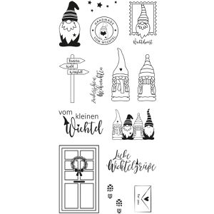 Rayher Motivstempel Clear Stamps Wichtelpost, aus Kunststoff, für Stempelkissen und Acryl-Stempelblock, 14-teilig