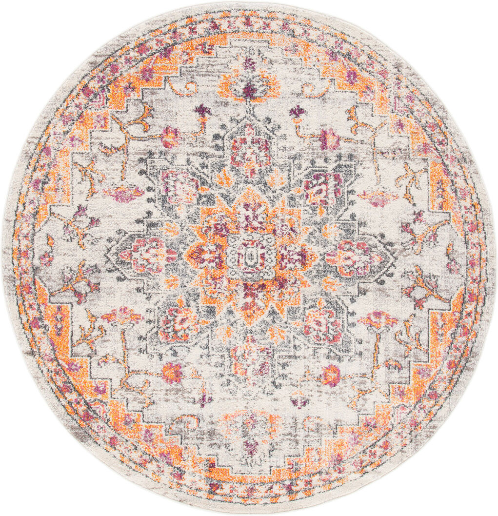 Latitude Vive Brieta Machine Woven Beige/Orange Indoor Rug Orange;Beige Round 152 cm