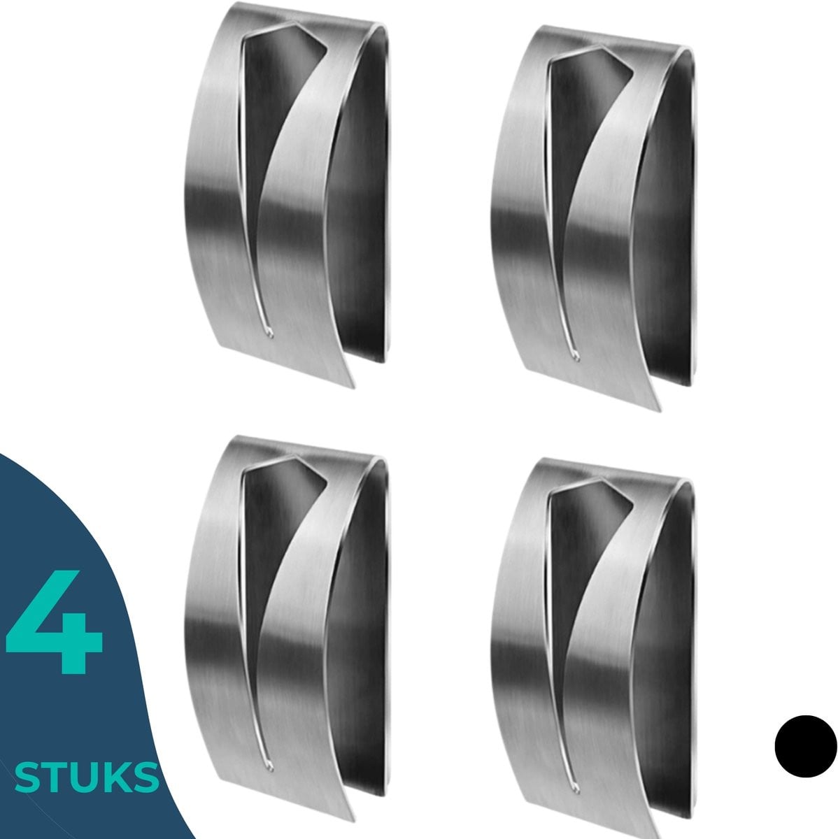 BUDDLEY Handdoekhaakjes RVS Zilver 4 stuks Zelfklevend