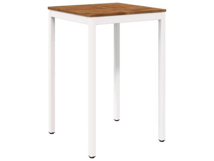 PHGTYUK Gartenbar-Tisch Akazienholz Weiß 70 x 68,5 x 105 cm Massives Akazienholz, Stahlbeine, duale Nutzung als Bar- und Esstisch, natürliche Holzmaserung, einfache Reinigung