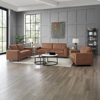 AC Pacific Modern Contemporary Upholstered 3-Piece Corduroy Plush Tufted Sofa Set