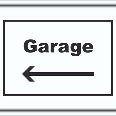 HB-Druck Garage Schild mit Text und Richtungspfeil links Auto Stellplatz waagerecht A0 (841x1189mm)