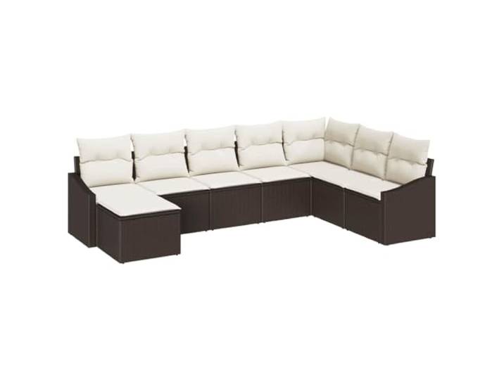 PUGYNBK 8-teiliges Sofa-Set, Braun, synthetisches Rattan Abnehmbare Kissen, Polyester, höhenverstellbar, versteckte Aufbewahrung, wetterfest