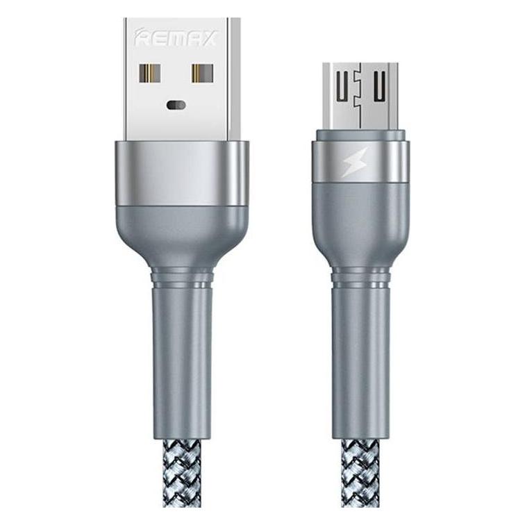 Remax Cable USB Micro Jany Alloy, 1m, 2.4A (silver) (1 m) (RC-124m silver)