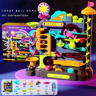 Combo Retail Shop Educational Montessori Toy Multi Layer Track Adventure Game Rail Rolling Ball Model Interactive Brain For Children Kids purple