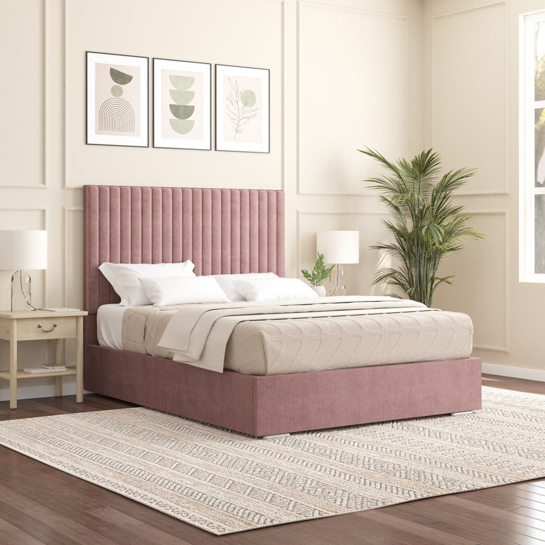 Brayden Studio Aidean Upholstered Bed Frame Lilac Double (4'6)