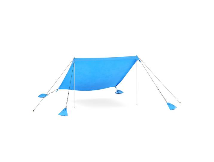 Strandzelt Sonnensegel mit 2 Stangen 280 x 280 x 200 cm hellblau