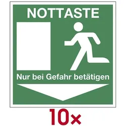 LimarLite Rettungszeichen »Nottaste - Bei Gefahr betätigen« 20 x 20 cm Folie (0,4 mm), 20x20 cm