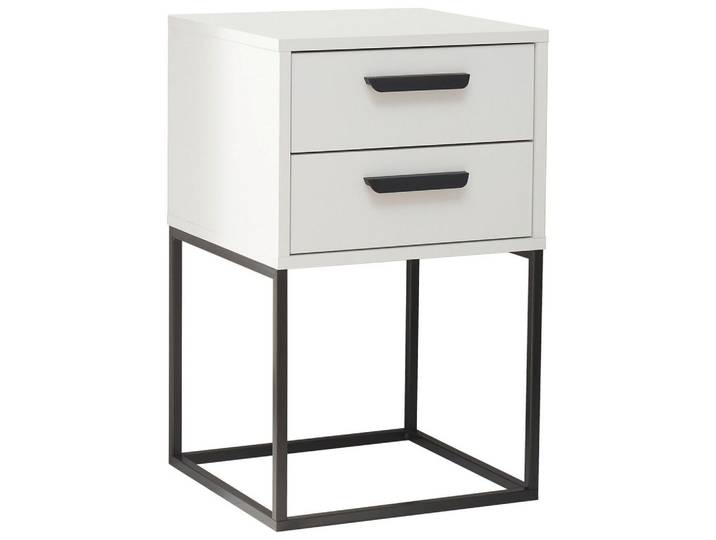 Nachtkästchen Weiß/Schwarz H: 65 cm Suna