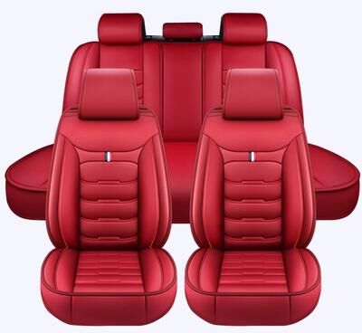 Lucky Monet Universal 5-Seat Car Seat Covers Full Set, Premium PU Leather Waterproof Front