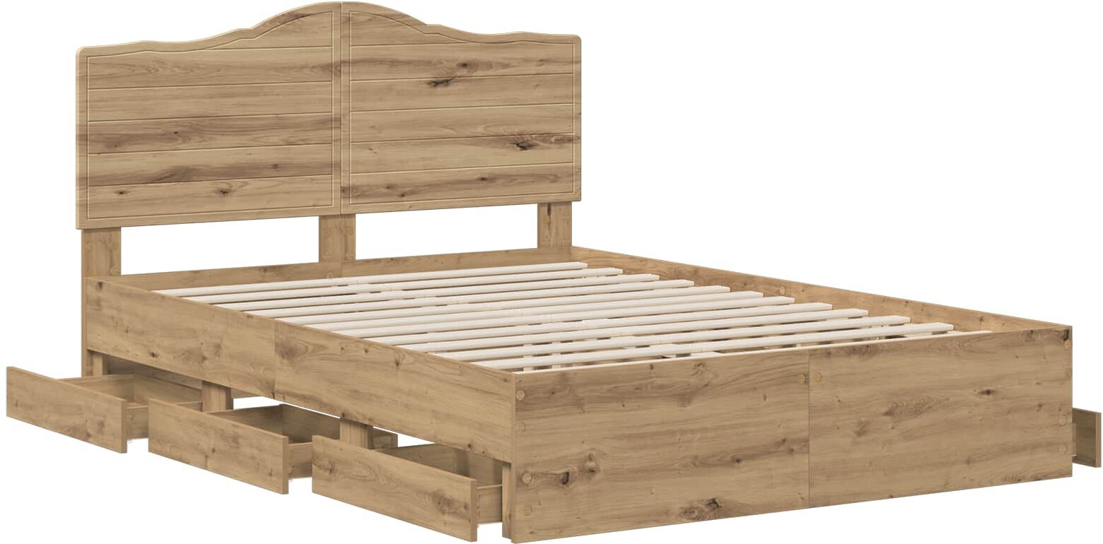 vidaXL Bed Frame with Storage and Headboard Artisan Oak 160 x 200 cm