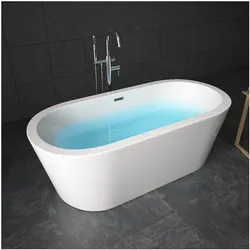 TroniTechnik® Freistehende Badewanne PIPERI Maße ca. 168 x 80 x 60cm Wanne - Füllmenge 210 Liter, aus Acryl mit Siphon