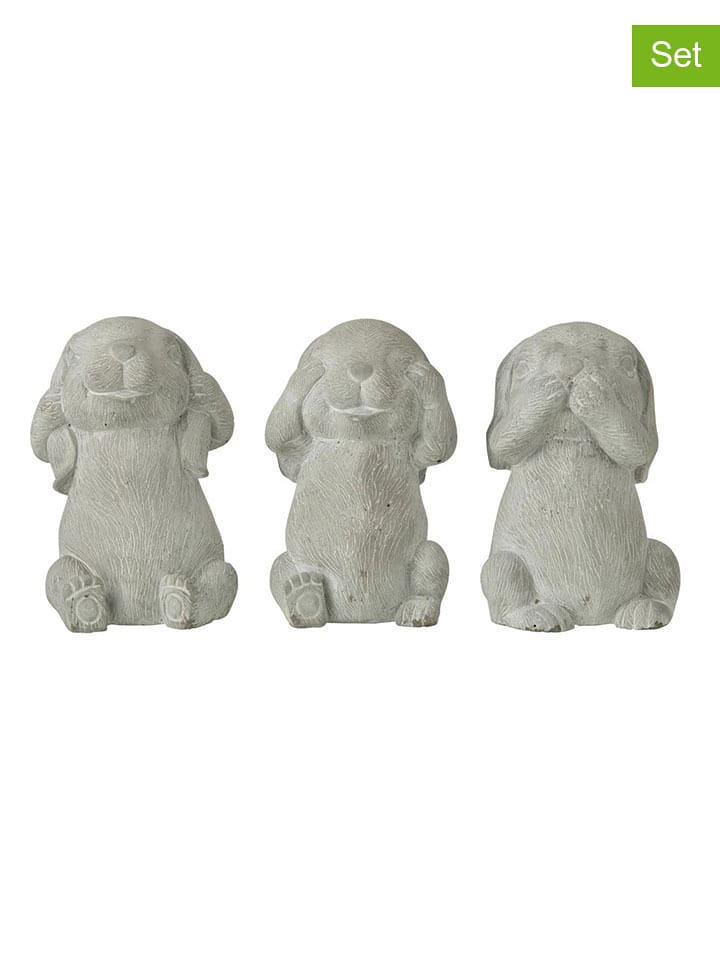 J Line 3er-Set: Dekofiguren "Hasen" in Grau - (H)20 x Ø 13,5 cm - onesize