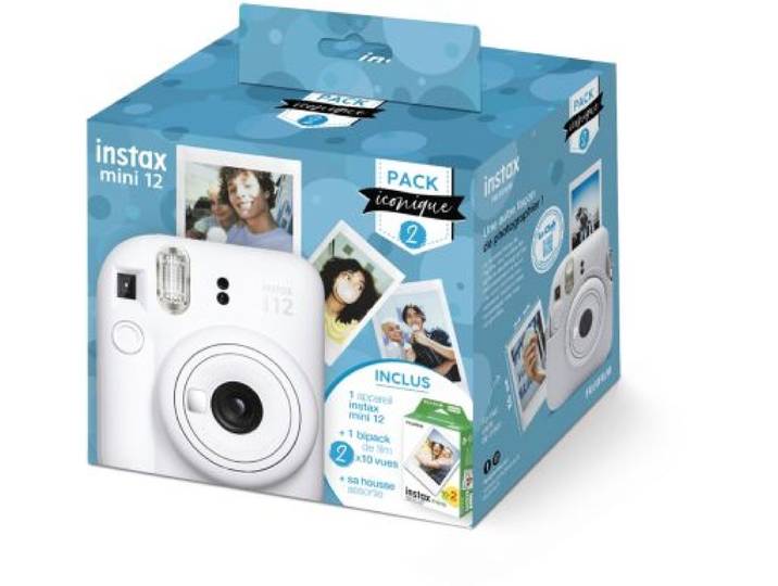 Fujifilm - Appareil Photo Instantané Pack Iconique Instax Mini 12 Blanc