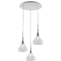 Bonetti Illumina -  Nemesi - Eisenaufhängung mit transparentem Pyrexglas 3 Lichter 141 - Ø50 - BL280-S3-TR