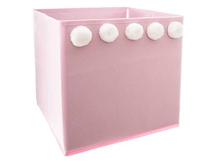 Atmosphera Opbergdoos, opvouwbaar, met 5 pompons, roze