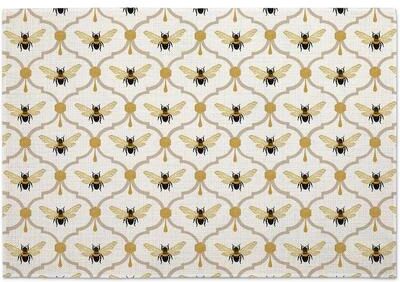 Thirstystone "4 Pack Premier Poly-Cotton Blend Fabric Placemats 18"" x 12"" Machine Washable Dryer Safe Manufactured in The USA (All The Bees)"