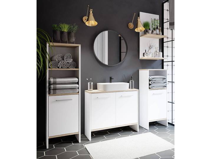 Badezimmerset 4-teilig 149 x 175 x 25cm Weiß/Beige