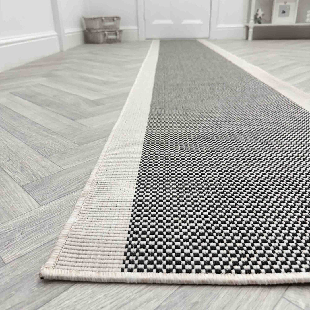 Ebern Designs Runner Flatweave Indoor / Outdoor Area Rug Black Runner 70 x 390 cm