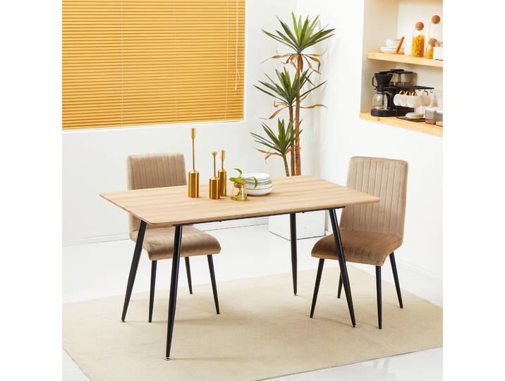 HOMCOM Table à Manger 4 Pers Effet Bois Acier Noir 140x80cm