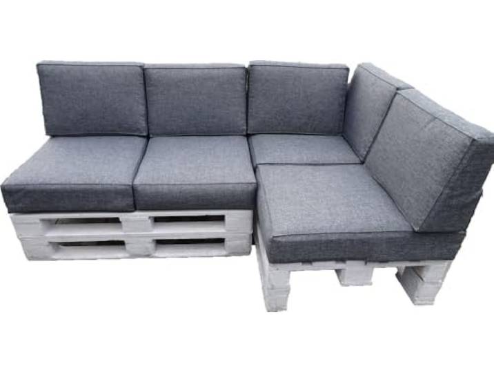 Jacek Paletten-Ecksofa mit Schaumkissen, Polsterset, 80 x 60 x 15 cm, Anthrazit (Set - 9 Elemente)