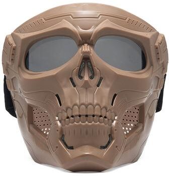 Perfect Picks Market Phantom Skull Motorcycle Face Mask With Tactical Goggles For Riding, Paintball & Outdoor Protection khaki 4