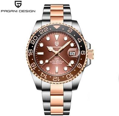 Quick Pick Pro Pagani Design GMT Automatic Watch For Men Sapphire Crystal Stainless Steel Travel Timepiece rose Gold