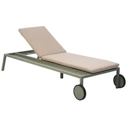 Sonnenliege Samvaro Grün/Beige - mit integrierter Ablage aus Aluminium & Olefin