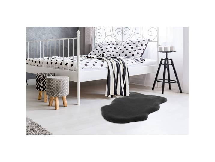 Schafsfell Rabbit 200 Grau/Anthrazit 60 x 90cm Webstoff