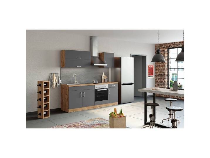 Unterschrank Sorrento I 50cm Grau/Grau/Wotaneiche Dekor