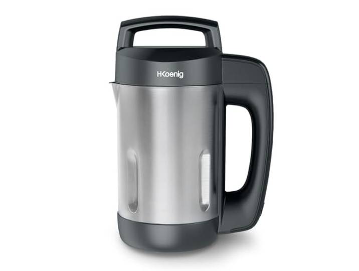H.Koenig Beheizbarer Suppenmixer 1.1L MXC20 Inox Schwarz, Professionelles Multifunktionsgerät, Mixfunktion, 2 Kochprogramme, 850W