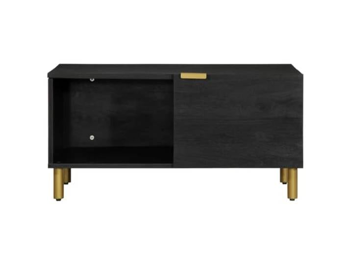 KTHLBRH Couchtisch, Schwarz, 80 x 50 x 40 cm, aus mehrschichtigem Holz Mit Ablage, Metallgriffen, Industrie-Stil, Montage erforderlich