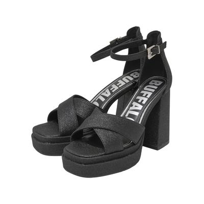 Stiefel BUFFALO "Buffalo May Cross - Vegan Glitter", Damen, Gr. 39, schwarz, Polyester, unifarben, Schuhe Stiefel